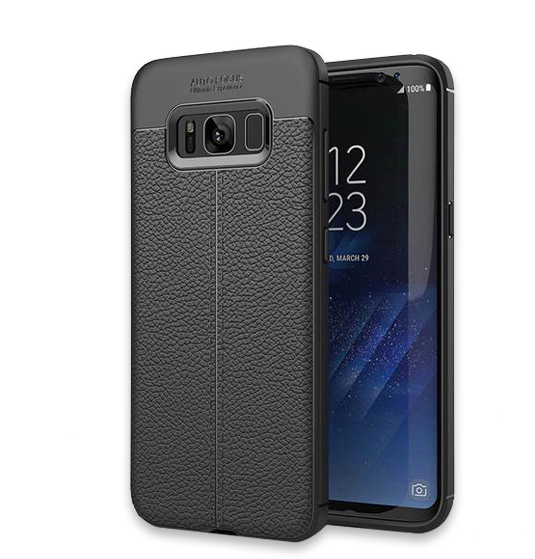 379-luxury Leather Veins Soft Tpu Back Cover Case For - Thin Premium Leather Back Case For Galaxy S8 Plus (620x620), Png Download