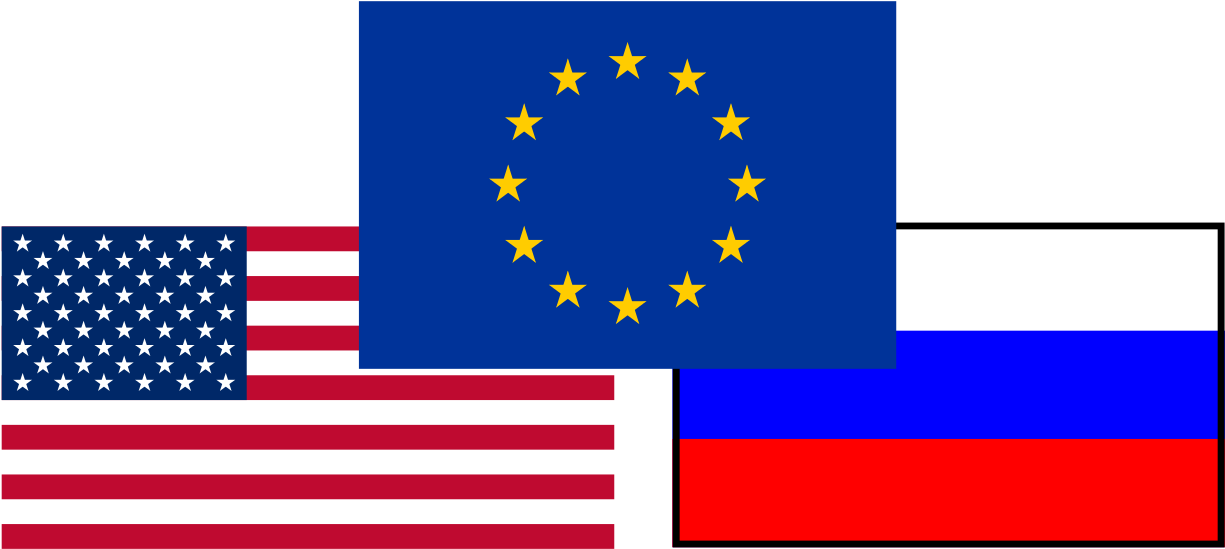 Flag Mix United States Russia Eu - Eu Russia And Usa (1280x640), Png Download