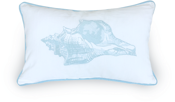 Embroidered Blue Shell Oblong Scatter Cushion - Cushion (700x520), Png Download