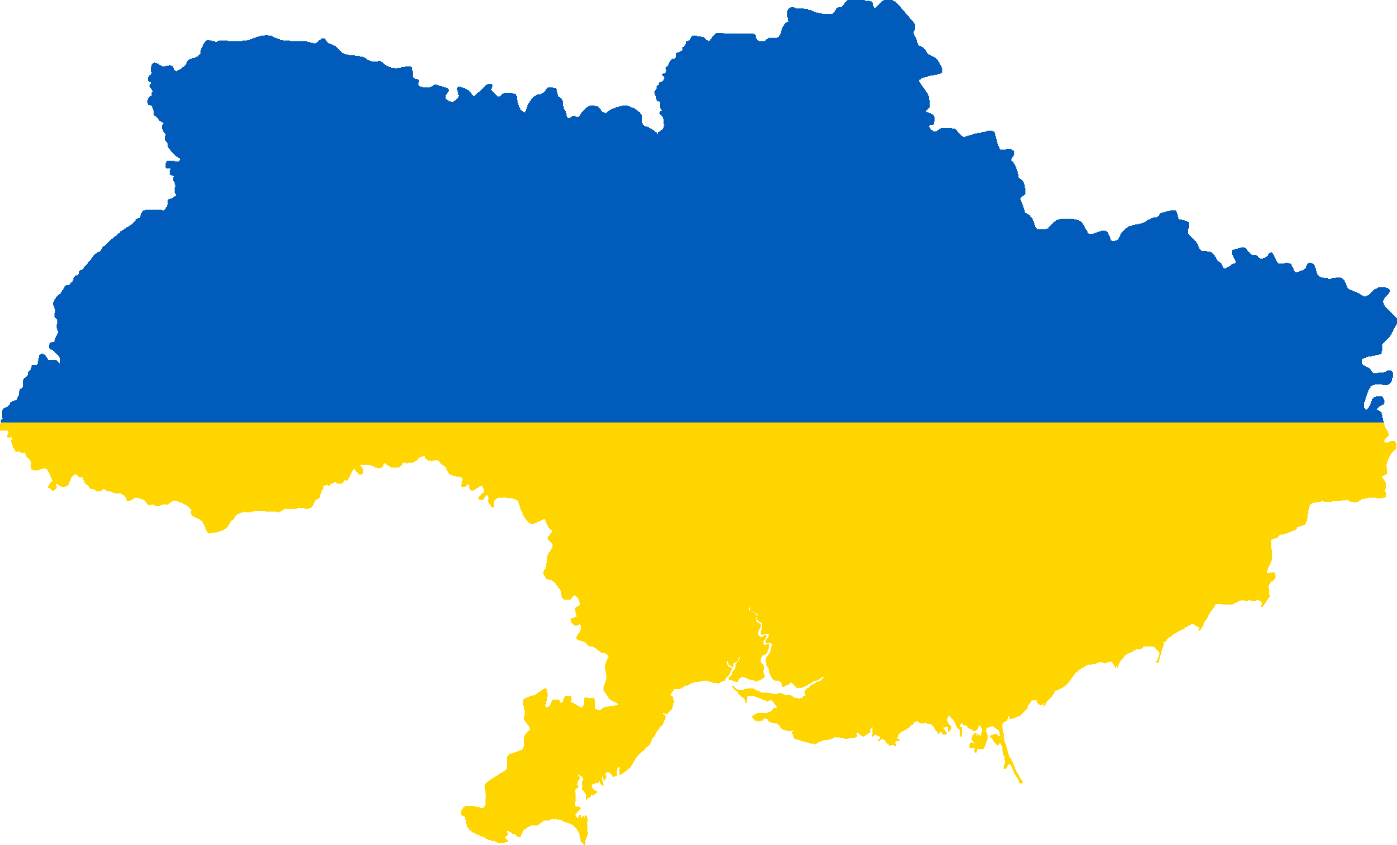 Russia Flag Map - Ukraine Map Flag (2000x1209), Png Download