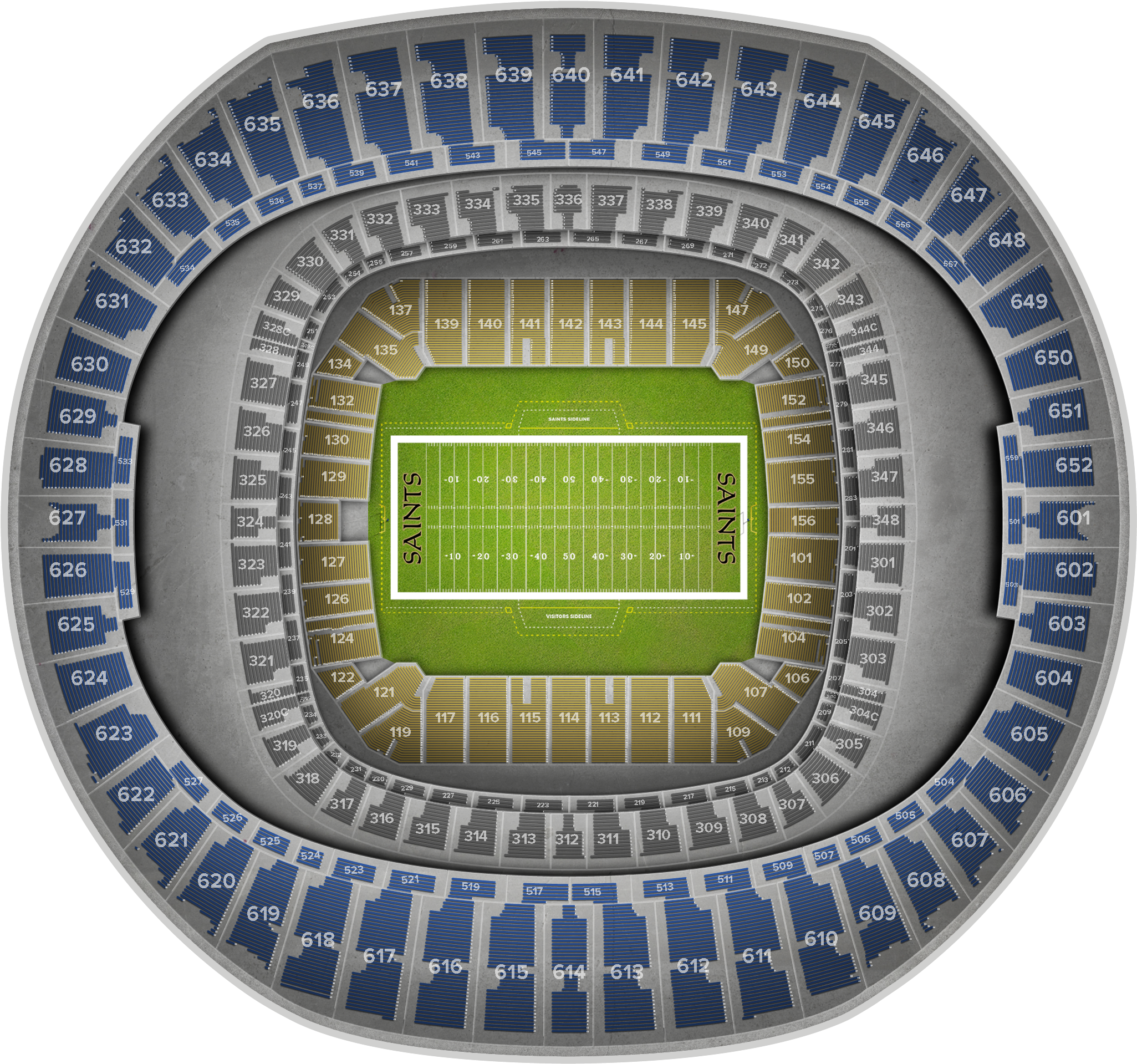 Los Angeles Rams At New Orleans Saints At Superdome - Mercedes-benz Superdome (2560x1936), Png Download