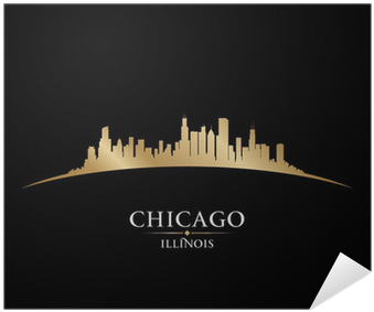 Chicago Illinois City Skyline Silhouette Black Background - Chicago (400x400), Png Download