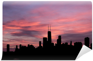 Chicago Skyline At Sunset With Beautiful Sky Illustration - Skyline (400x400), Png Download