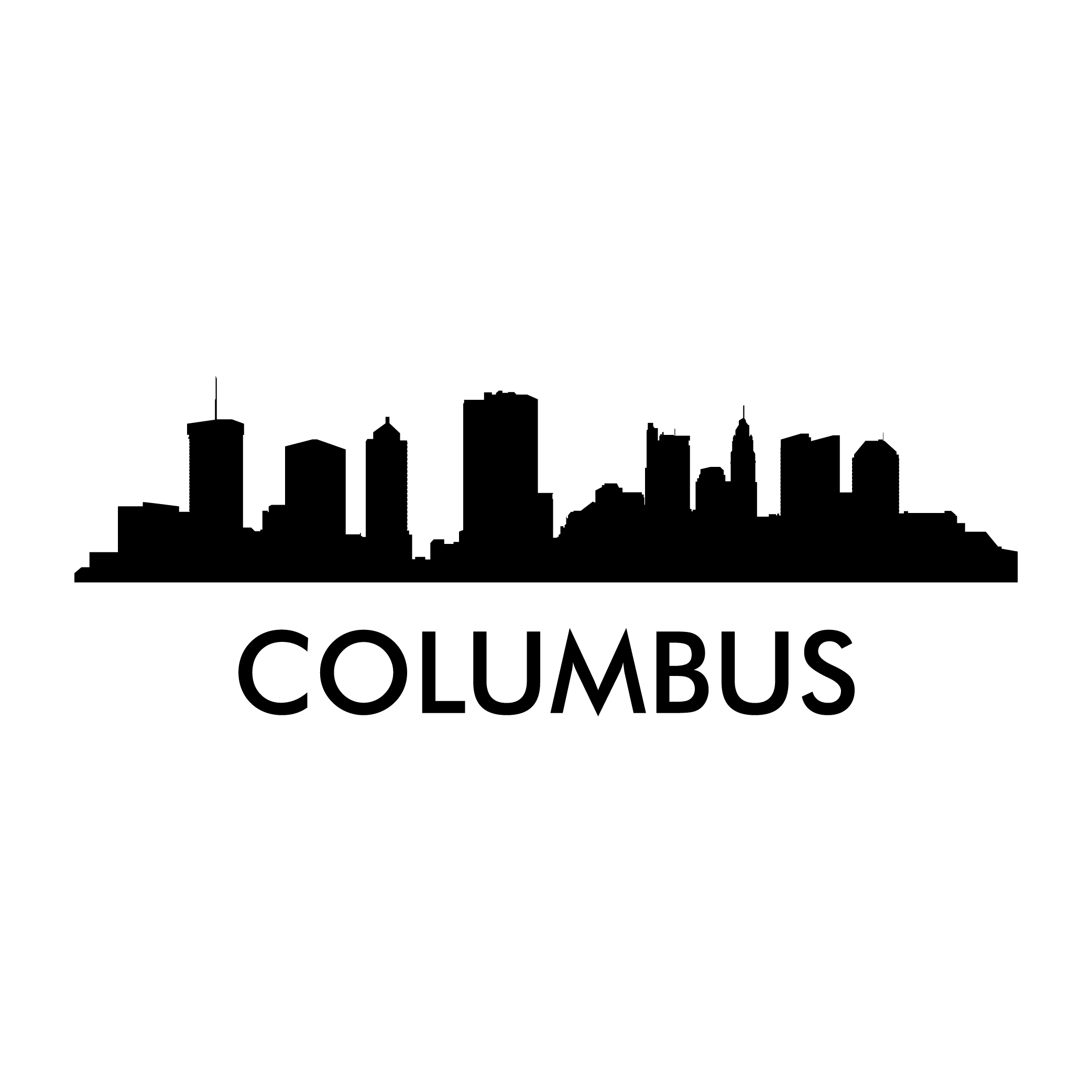 Chicago Skyline Outline Png For Kids - Columbus City Outline (2084x2084), Png Download