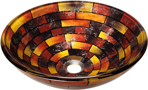 About Polaris Sinks - Polaris Sinks Multicolor Stained Glass Vessel Bathroom (500x400), Png Download