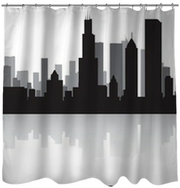 Chicago City Skyline Silhouette Shower Curtain • Pixers® - Chicago Skyline Silhouette Clip Art (400x400), Png Download