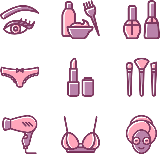 Linear Beauty Elements - Pink Makeup Icon Png (600x564), Png Download