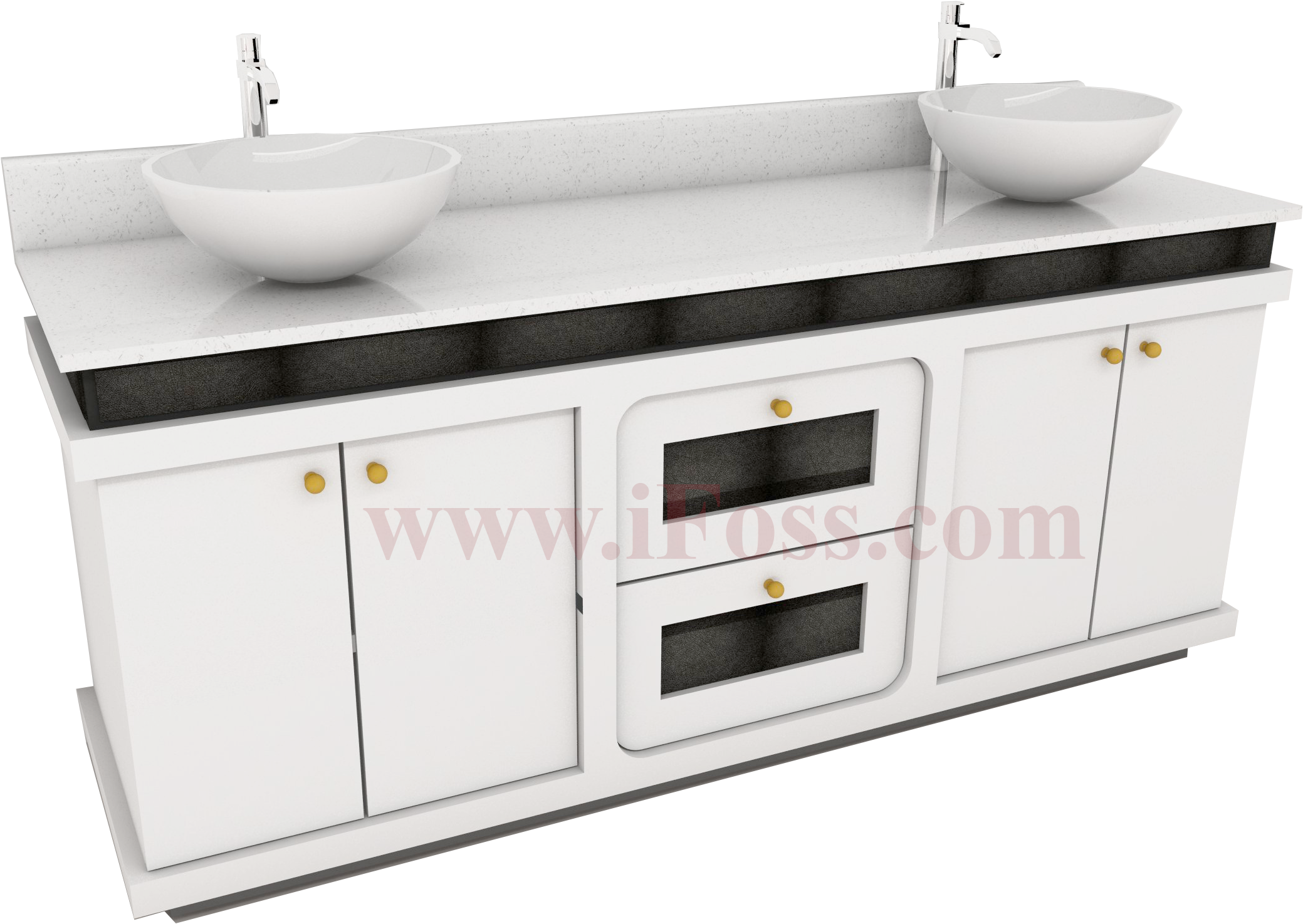 Single Or Double Sink Cabinet For Nail Salon - Bathroom Sink (3465x1895), Png Download