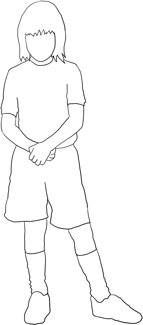Silhouette Of Girl Standing White - Child Silhouette White (536x1102), Png Download