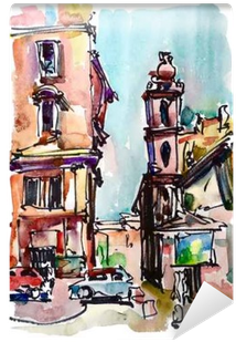 Original Freehand Sketch Watercolor Painting Of Rome - Watercolor Painting (400x400), Png Download