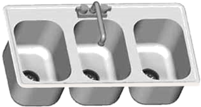Sr16-19-13.5-3 Eagle Group - Drop-in Sink, 3 Compartment, (488x439), Png Download