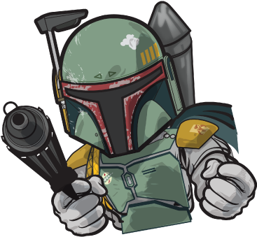 Jpg Black And White Download Lil Boba Fett Icon By - Boba Fett Cartoon Png (406x348), Png Download