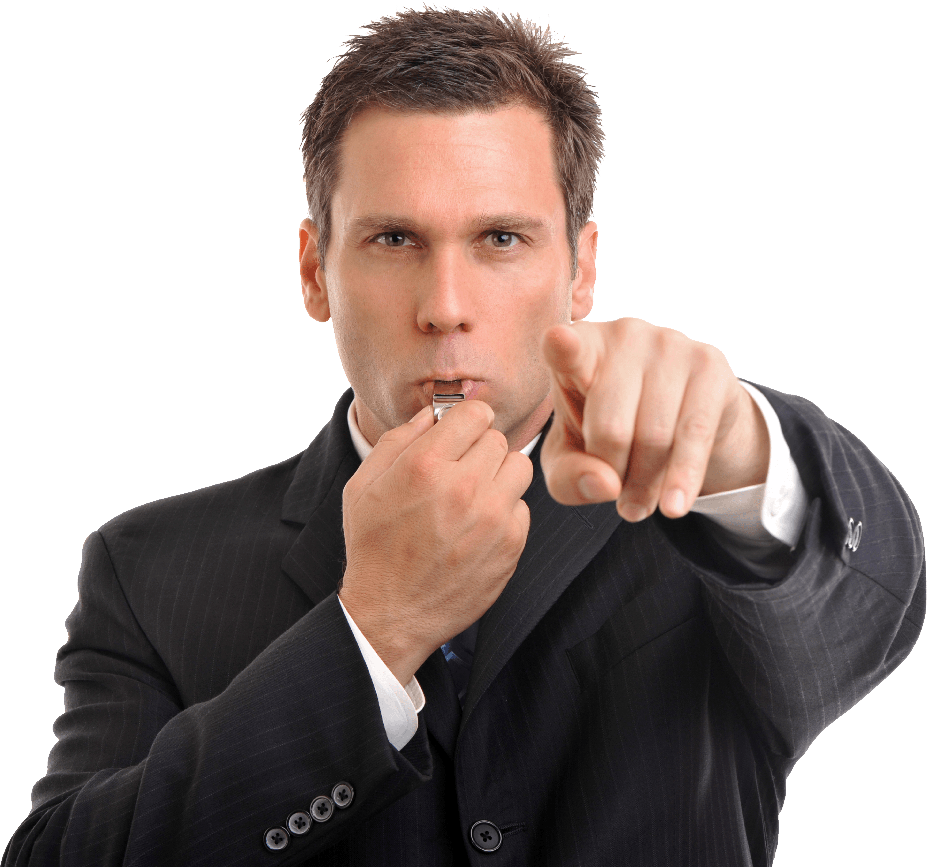 Blowing Whistle Businessman Png - Someone Blowing A Whistle (1857x1737), Png Download
