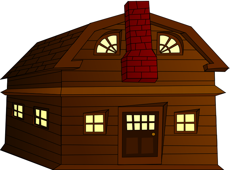 Creepy Clipart Cabin - Wood House Cartoon Png (600x444), Png Download
