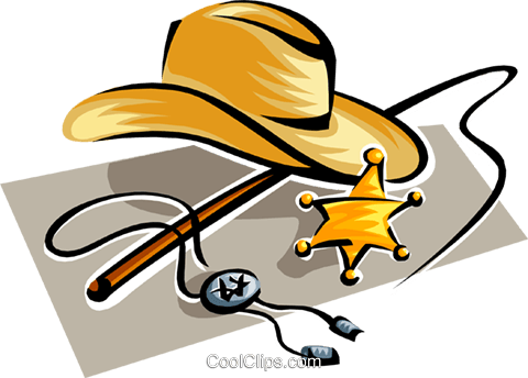 Cowboy Hat With Sheriff Badge Royalty Free Vector Clip - Western Clip Art (480x344), Png Download
