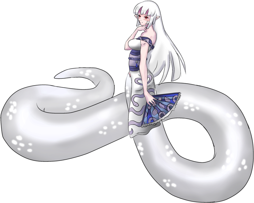 White Temple Shirohebi Monster Girl Encyclopedia By - Deviantart (900x707), Png Download