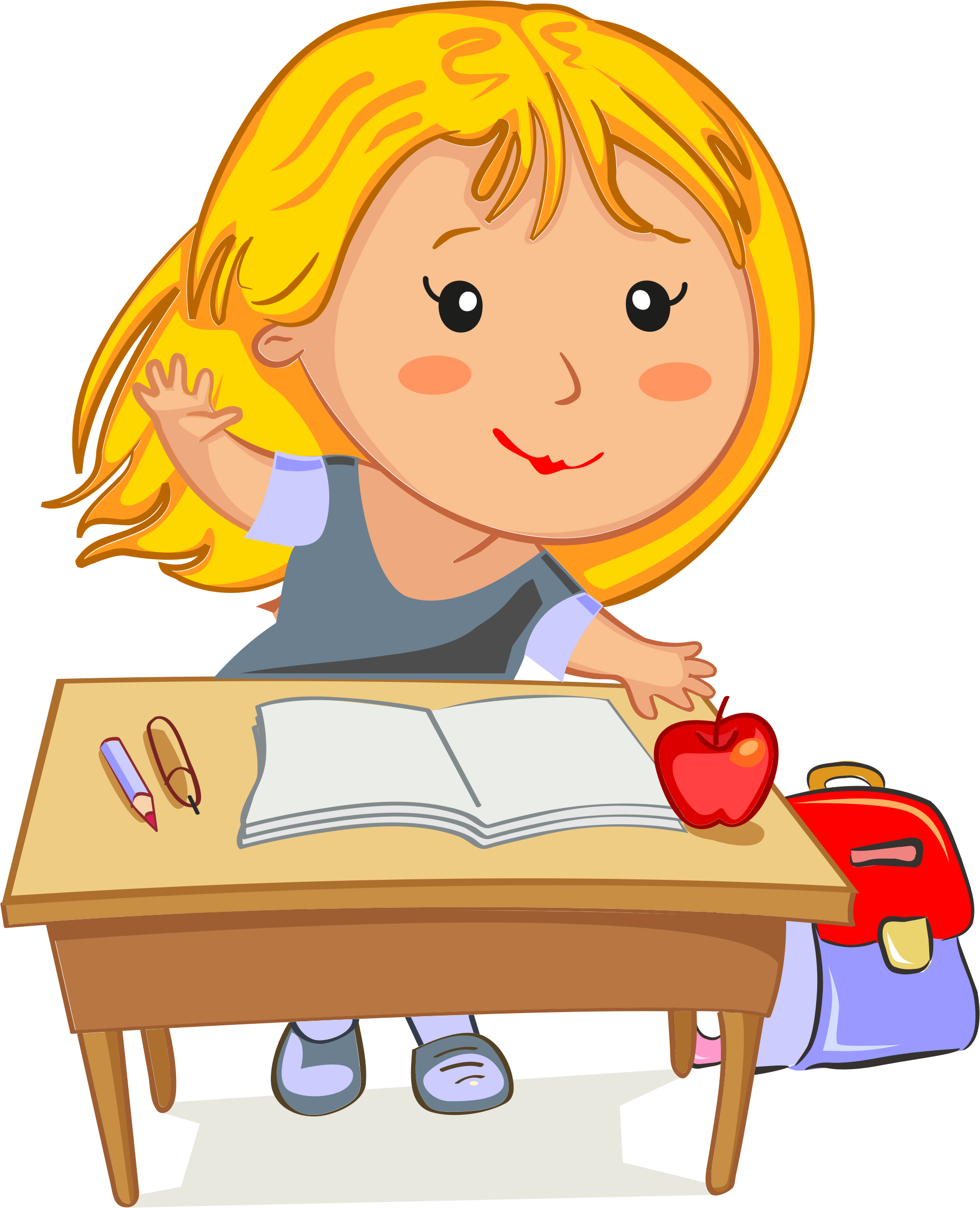 Clip Art Illustration Of A Beautiful Girl Blowing A - Girl In School Clip Art (1926x2374), Png Download