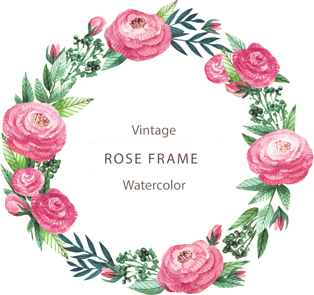 Blooming Beautiful Flowers Hand Painted Garland Decorative - Floral Frame Png (1024x963), Png Download