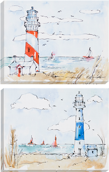 Coastal Pk/2 Gallery Wrap - Zazzle Red And White Lighthouse Scene Key Ring (550x550), Png Download