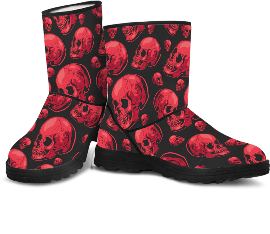 Skull Obsession Red Skull Faux Fur Boots - Gardening Shoes (1024x929), Png Download