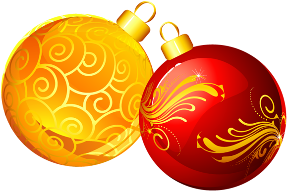 Christmas Yellow Red Ornaments Png Clipart - Red And Yellow Ornaments (600x405), Png Download