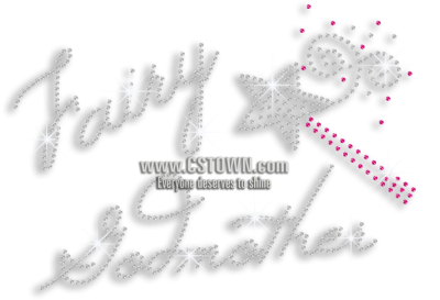 Cute Fairy Godmother Magic Wand Iron On Rhinestone - Calligraphy (450x450), Png Download
