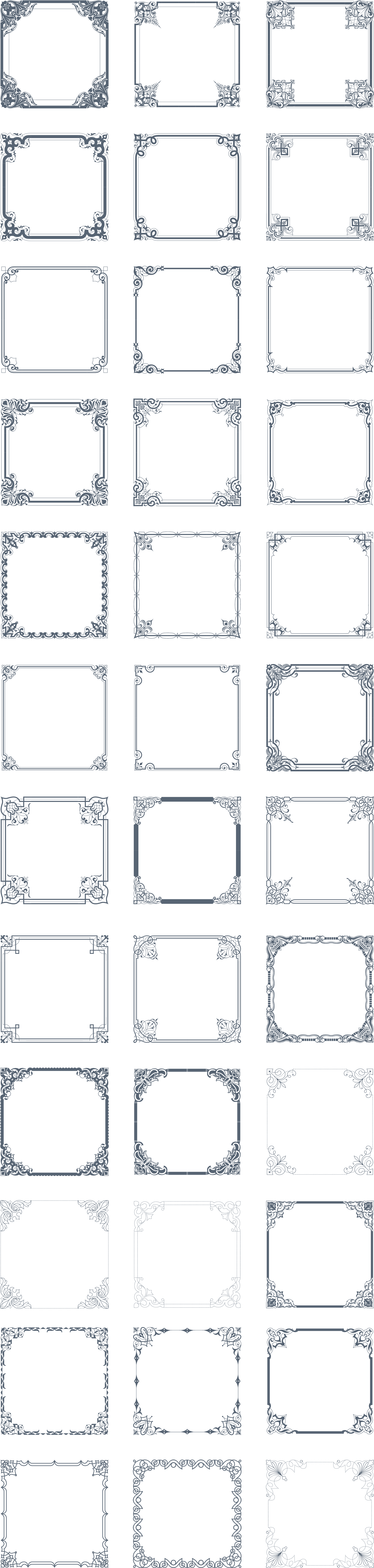 Preview All The Vintage Vector Borders, Carefully Traced - Label (1920x7729), Png Download
