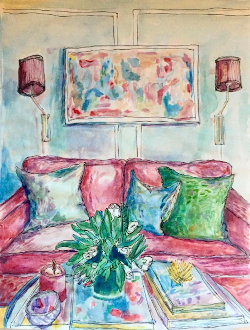 Original "sitting Pretty" Watercolor Study On Paper - Pottery (889x1173), Png Download