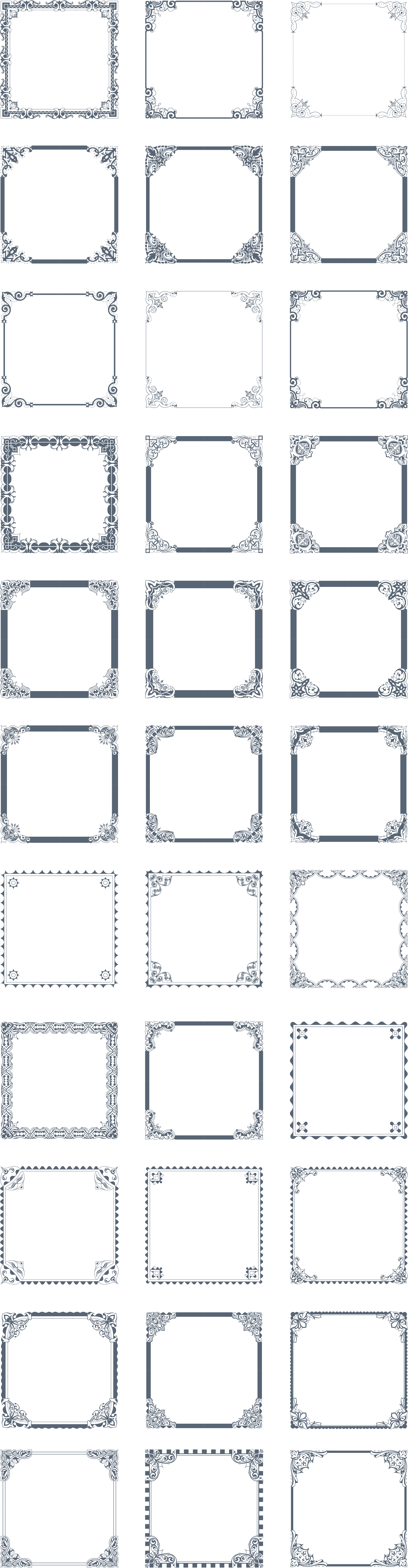 Preview All The Vintage Vector Borders, Carefully Traced - Monochrome (1920x7094), Png Download