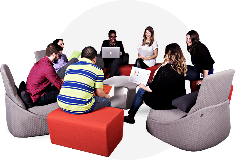 Meet Our People - People Sitting At Table Png (805x549), Png Download