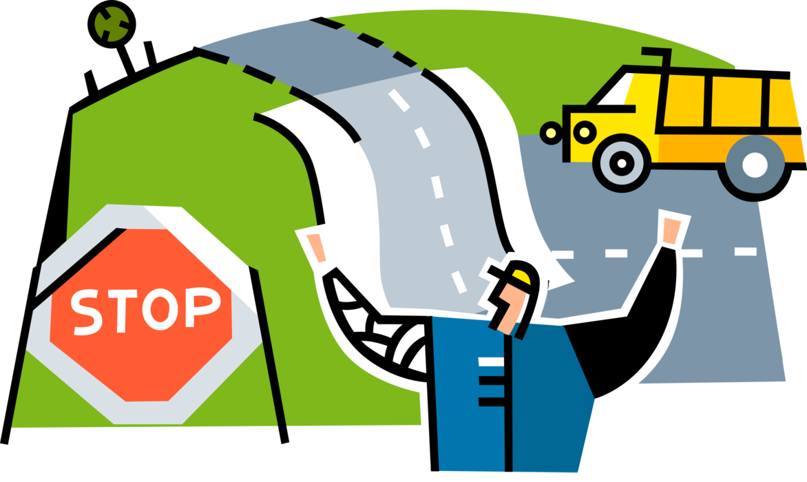 Banner Freeuse Construction Worker Directs Traffic - Construction (1172x700), Png Download