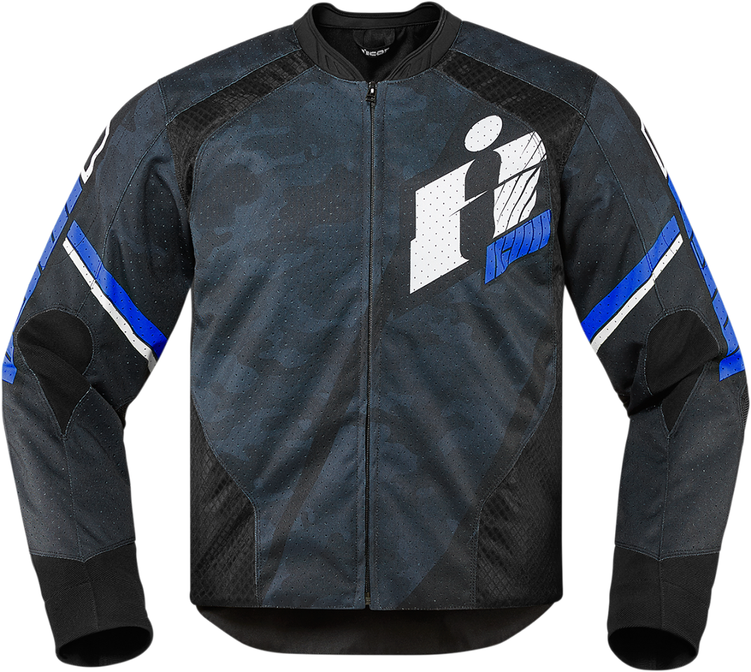 Mens Icon Blue Textile Overlord Primary Motorcycle - Icon Overlord Primary Jacket (1073x960), Png Download