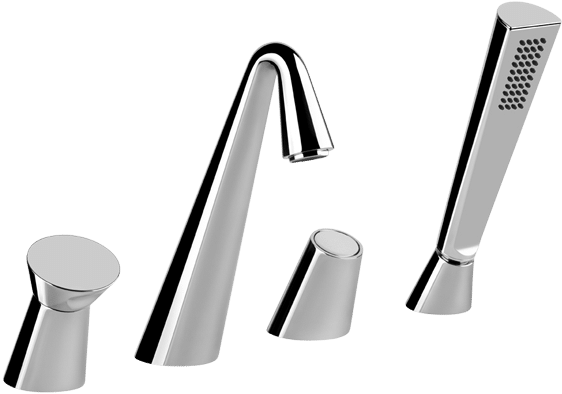 Gessi Cono Cono Four Hole Bath Mixer Wall & Basin Mixers - Bathtub (600x600), Png Download