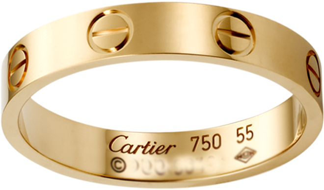 Replica Cartier Love Rings Pink Gold No Diamond - Cartier Love Ring Yellow Gold (1000x1000), Png Download