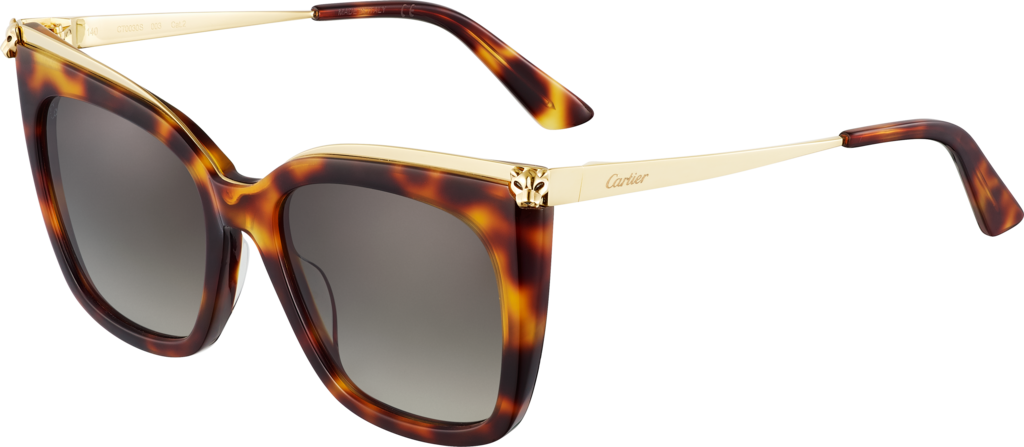 Panthère De Cartier Sunglassescombined Tortoiseshell - Sunglasses (1024x447), Png Download