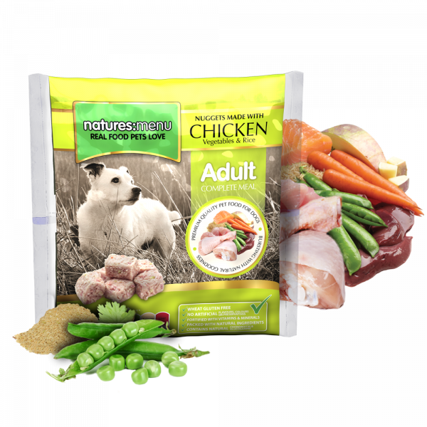 Chicken Nuggets With Vegetables And Rice - Natures Menu Frozen Dog Food (600x600), Png Download