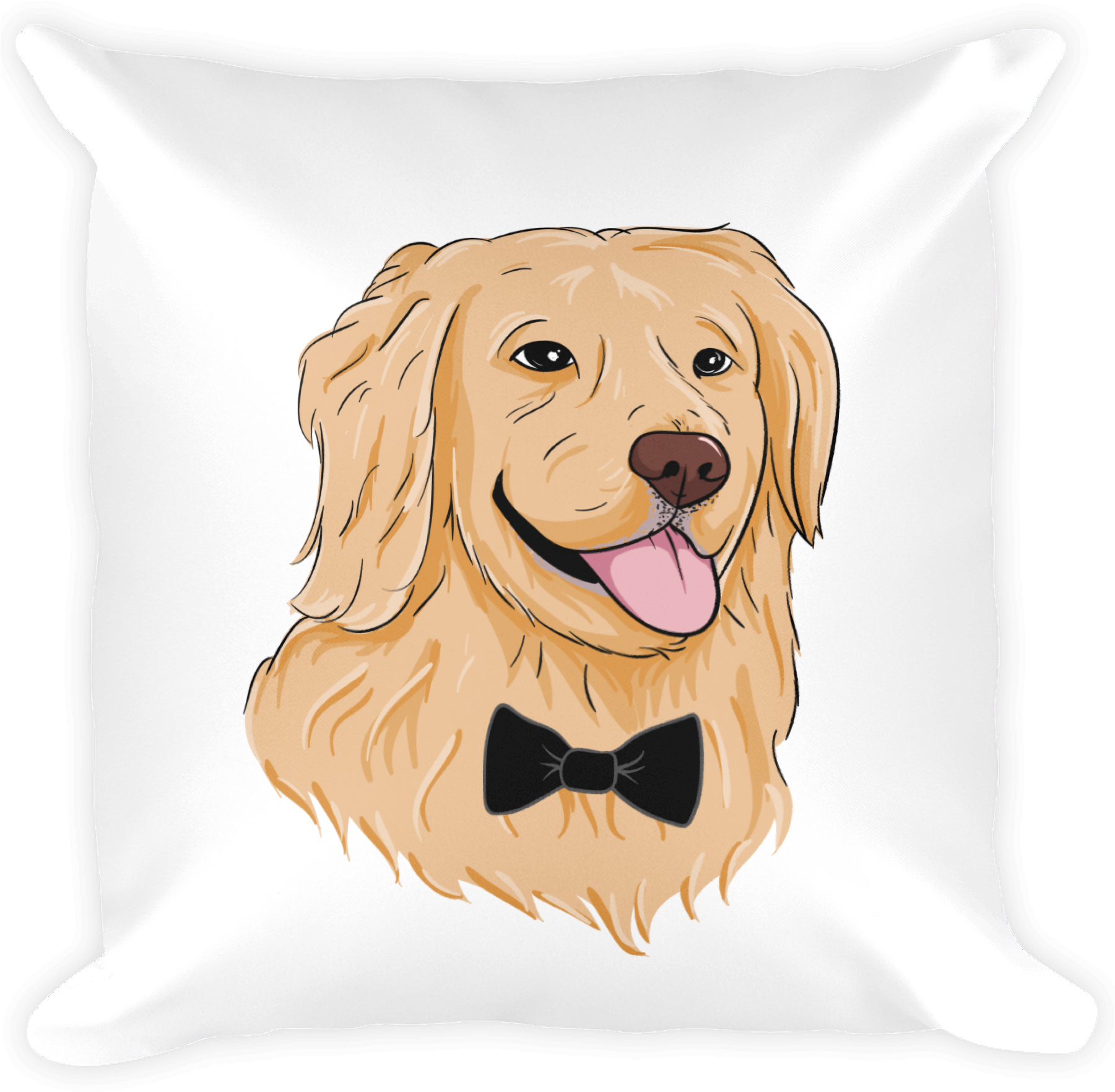 Golden Retriever Pillow Funny Dog Cushion The Jazzy - Cartoon Golden Retriever Png (1800x1800), Png Download
