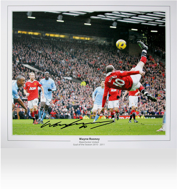 Wayne Rooney Signed Manchester United Photo - Wayne Rooney Goal Man City (650x665), Png Download