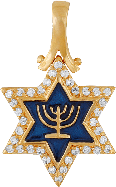 Anhänger Mit Menora Und Davidstern Aus Goldfüllung (650x650), Png Download