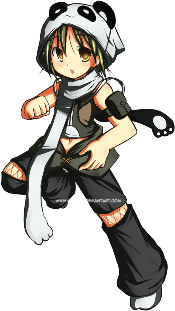 Girl By Mightyleafy On - Anime Panda Boy And Girl (715x1117), Png Download