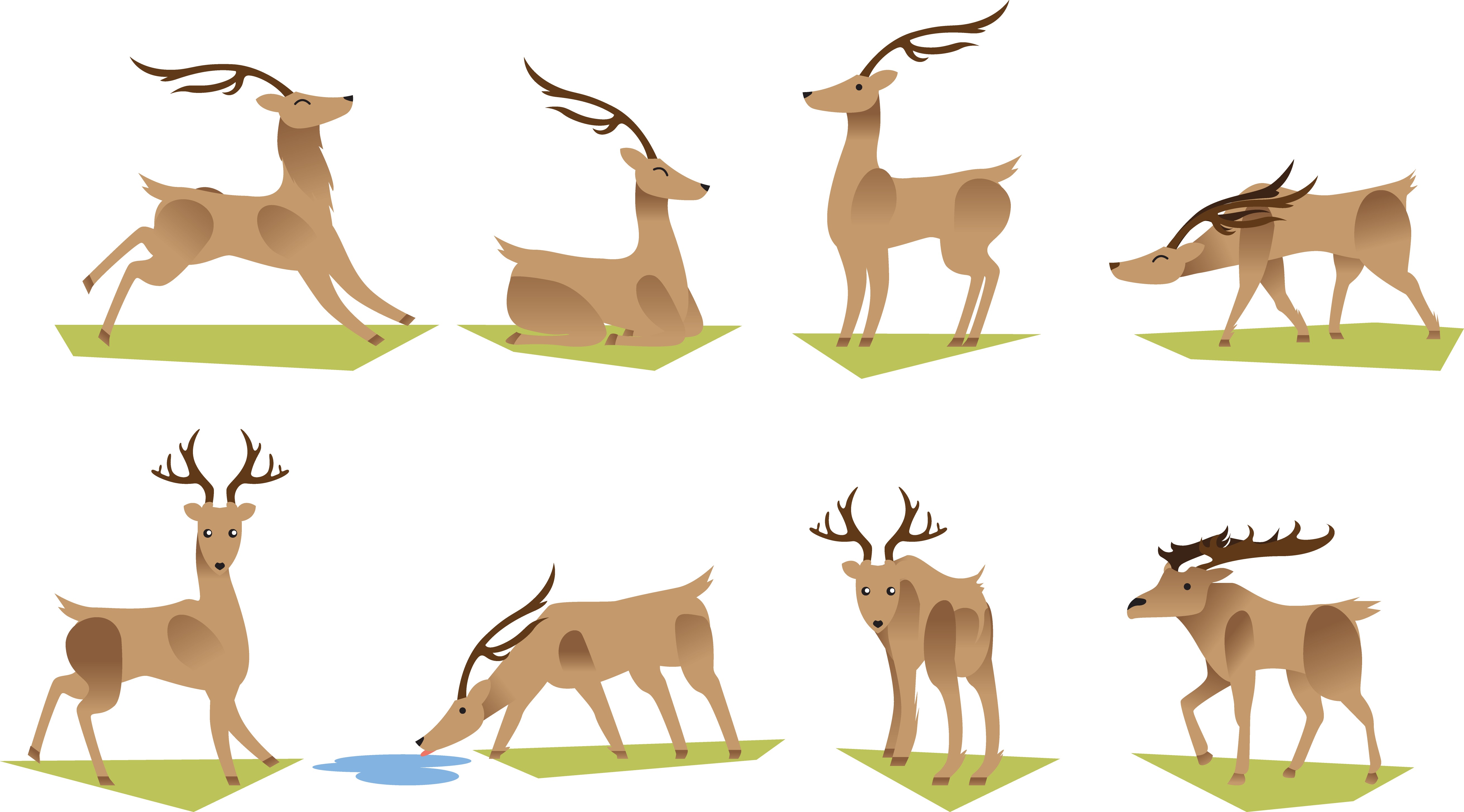 Cartoon Deer Grazing Transprent - Drawings Of Deer Grazing (5243x2910), Png Download