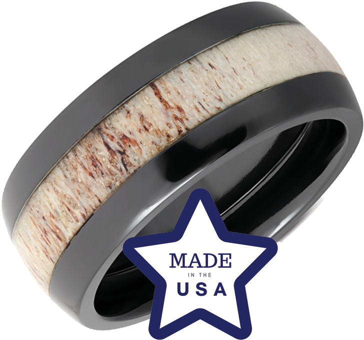 Black Zirconium Antler Ring - Antler (950x950), Png Download