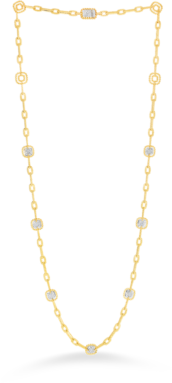 Roberto Coin Necklace With 7 Square Diamond Stations - Necklace (800x800), Png Download