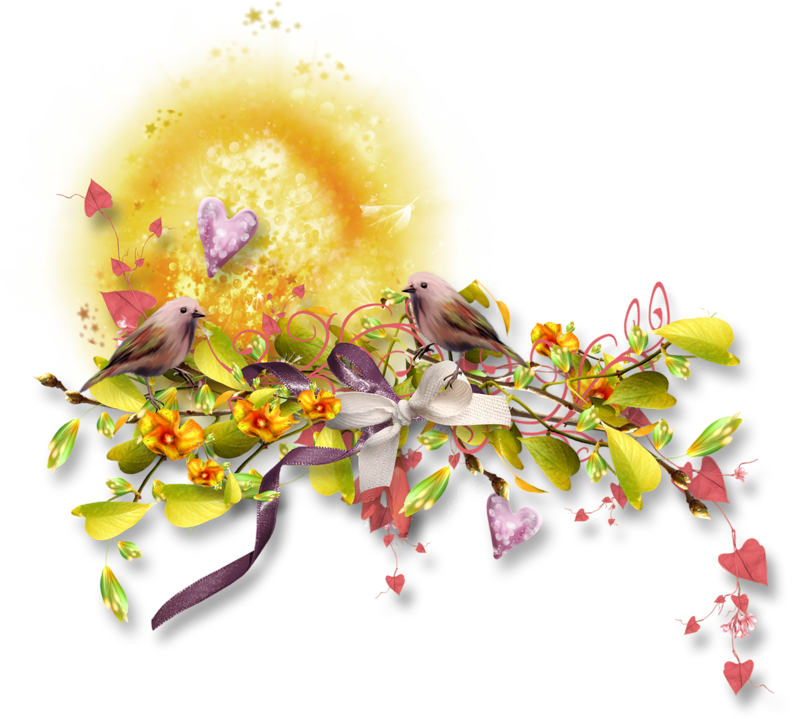 Oiseau Sur Une Branche Fleurie - Floral Design (800x719), Png Download
