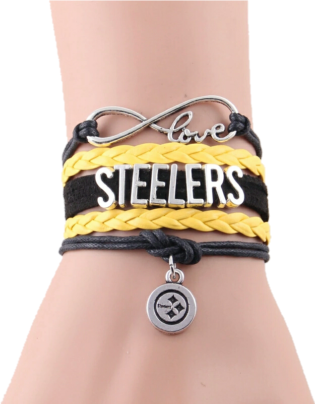 Peachy Keen Boutique - "handmade" Love Pittsburgh Steelers Bracelet Football (800x800), Png Download