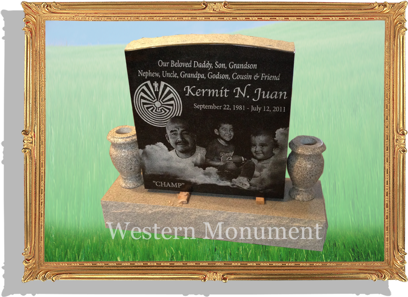 Upright Monument With Black Plaque Laser Etching - Queen Of Heaven Catholic Cemetery & Funeral Home (936x706), Png Download