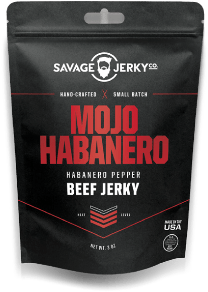 Savage Jerky Mojo Habanero Beef Jerky - Savage Jerky Co. Maple Buffalo Bacon (609x625), Png Download