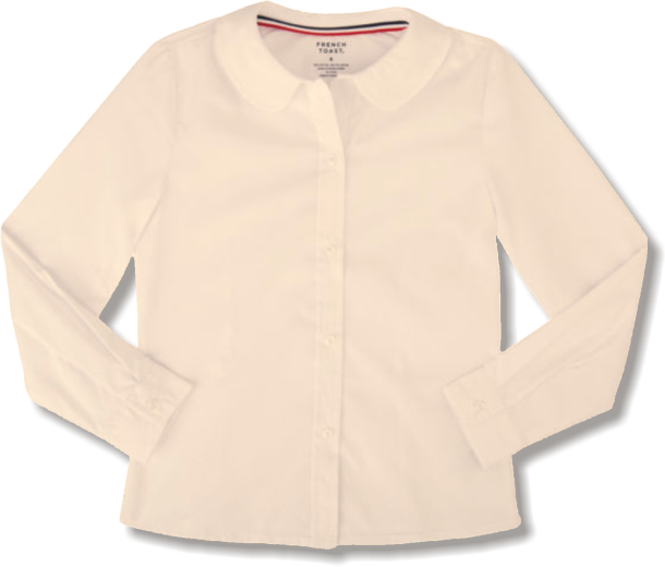 Long Sleeve Peter Pan With Logo - White Button Down Women Png (610x520), Png Download