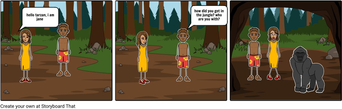 Tarzan And Jane - Cartoon (1164x385), Png Download