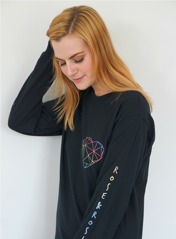 Rainbow Heart Outlines Long Sleeve T-shirt - Long-sleeved T-shirt (1000x1000), Png Download